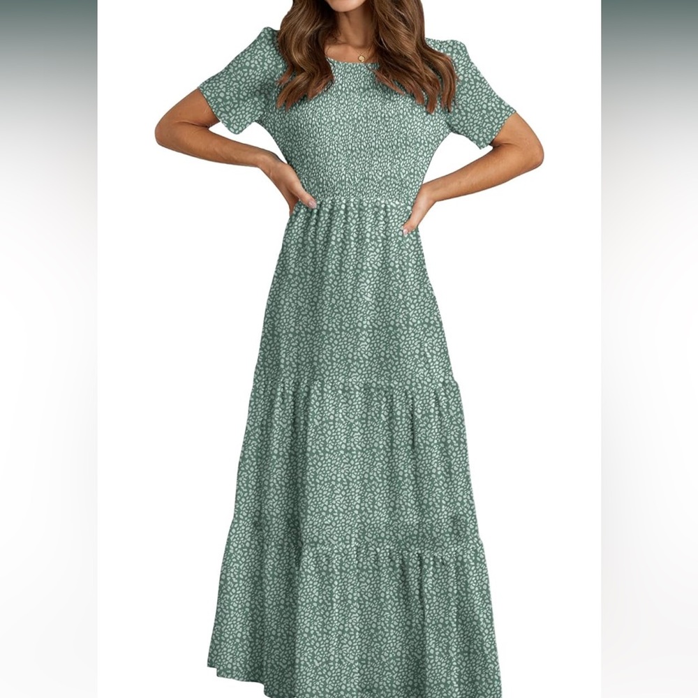 BTFBM Women Casual Short Sleeve Flowy Maxi Dress